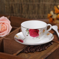 正品高档骨瓷咖啡杯玫瑰花陶瓷下午茶杯碟套装批发 厂家直供