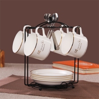 正品高档欧式骨瓷咖啡杯陶瓷咖啡杯碟4件套带勺架子