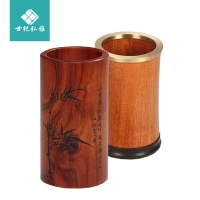 笔筒创意韩国竹木质桌面办公收纳 多功能木制简约笔桶筒