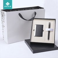 木盒礼品套装名片盒+笔套装 签字笔+名片夹套装 可雕刻LOGO