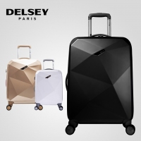 法国DELSEY大使牌 拉杆箱钻石切割面旅行箱玫瑰金行李箱双层拉链