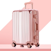 24寸品牌万向轮拉杆箱 学生旅行拉链密码箱 登机铝框行李箱定做