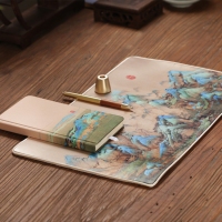 千里江山丝绸鼠标垫笔记本签字笔笔插四件套文创工艺企业商务礼品