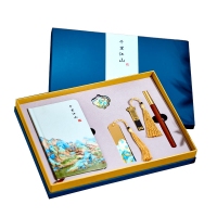 千里江山商务礼品丝绸笔记本U盘书签书扣签字笔企业答谢客户礼品