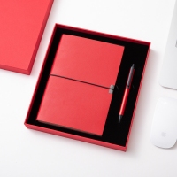 笔记本两件套红色记事本礼盒套装学校开学礼中国红logo