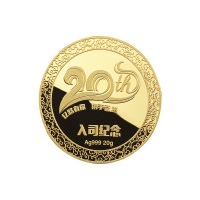 员工入职金属纪念章浮雕镀金银纪念币企业年会999纯金银币定制
