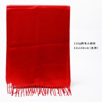 中国红纯色仿羊绒围巾 爆款大红色斜纹礼品广告年会丝巾厂家