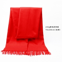 中国红纯色仿羊绒围巾 爆款大红色斜纹礼品广告年会丝巾厂家