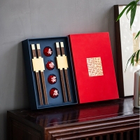 字器汉字杯酒杯套装 筷子五福临门合家欢中国风创意礼盒