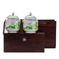 陶瓷茶叶罐高端木盒包装千里江山红茶绿茶普洱半斤装空盒礼品礼盒